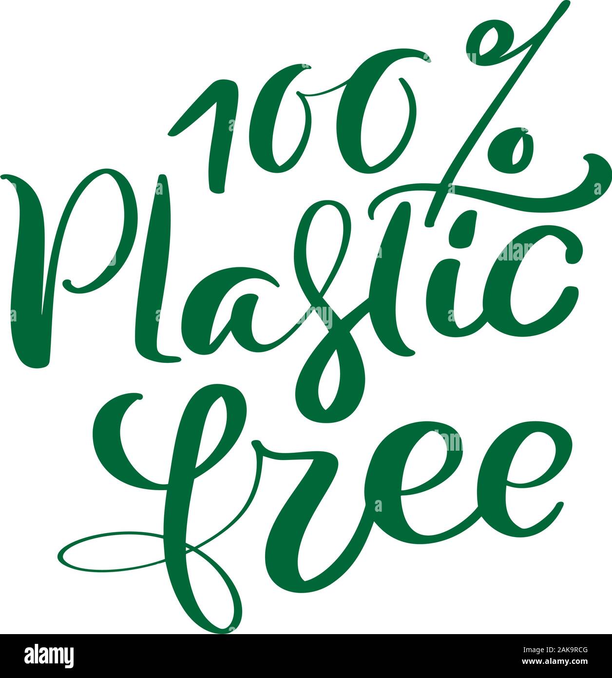 Expression calligraphique vecteur vert 100  % gratuit. plastique texte lettrage logo pour la conception de l'écologie. Eco concept pour banner, tag, poster Illustration de Vecteur