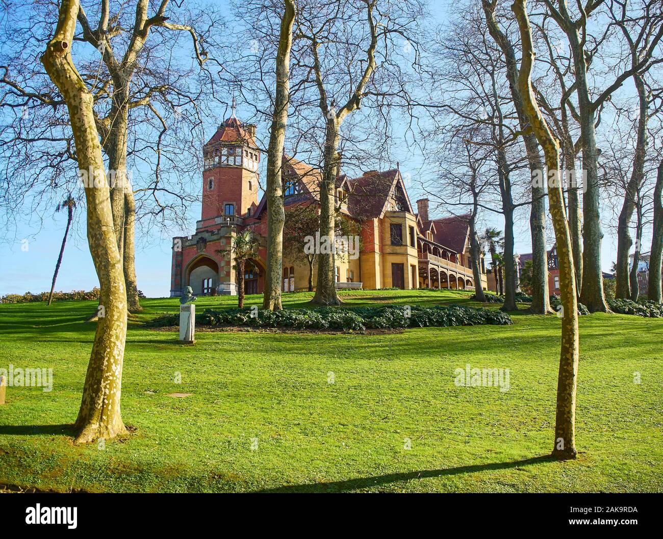 Façade principale du Palais Miramar de San Sebastian (Donostia), Pays basque, Guipuzcoa. Espagne. Banque D'Images