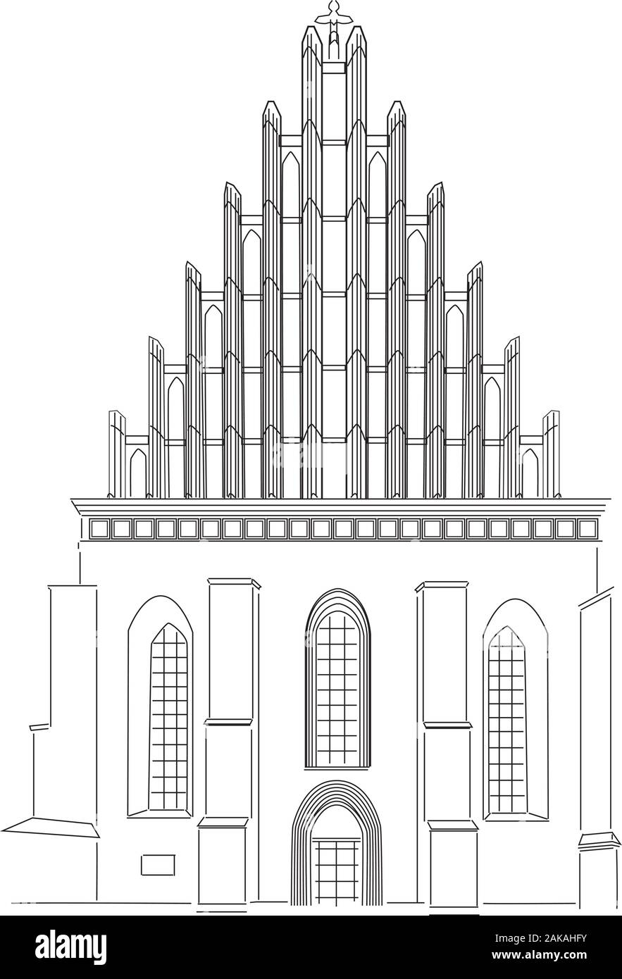 Croquis de la cathédrale de Varsovie vecteur Illustration de Vecteur