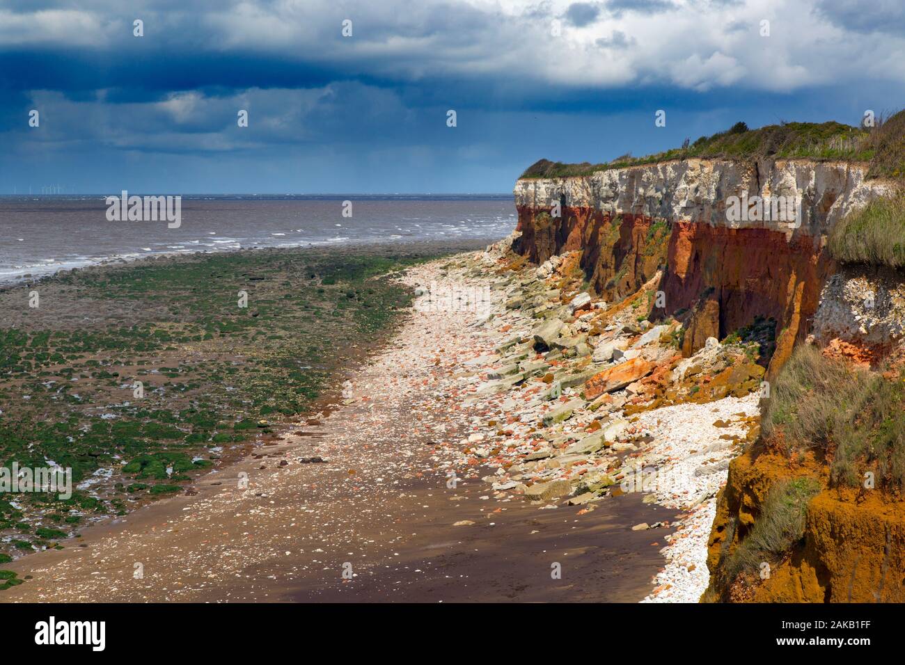 Hunstanton Cliffs à marée basse à l'ouest en hiver Norfolk Banque D'Images