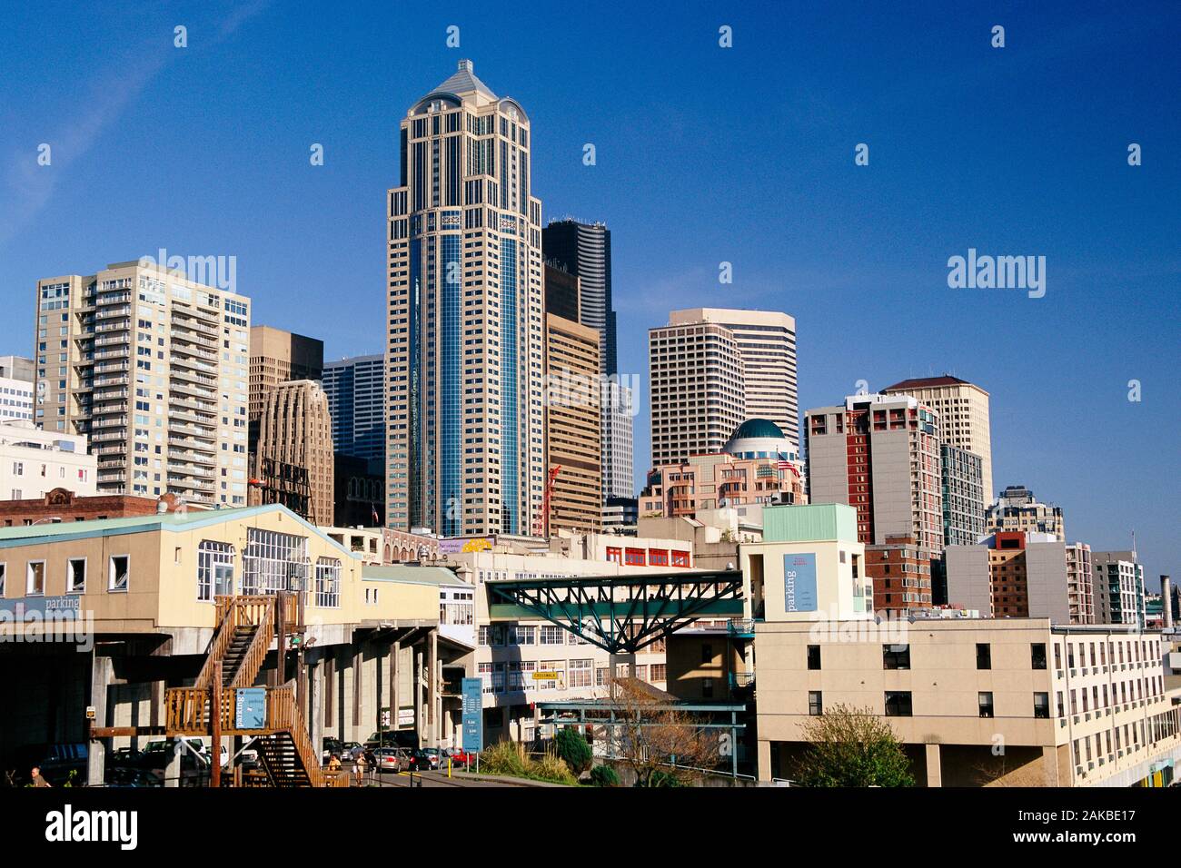 Toits de gratte-ciel dans la ville de Seattle, Washington, USA Banque D'Images