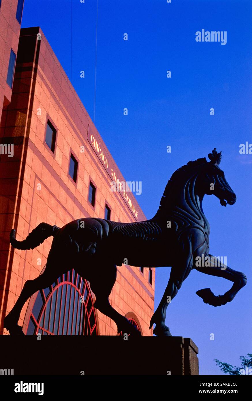 Vue de l'statue en face de la Bourse de Chicago, Chicago, Illinois, États-Unis Banque D'Images