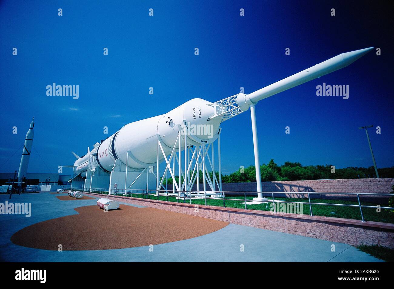 Fusée Saturn sur l'affichage au Centre spatial Kennedy, à Cap Canaveral, Floride, USA Banque D'Images