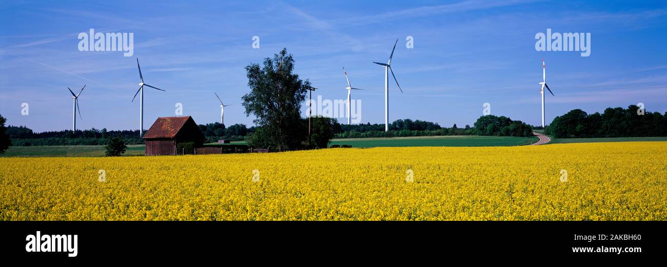 Éoliennes dans le champ près de Stuttgart, Allemagne Banque D'Images