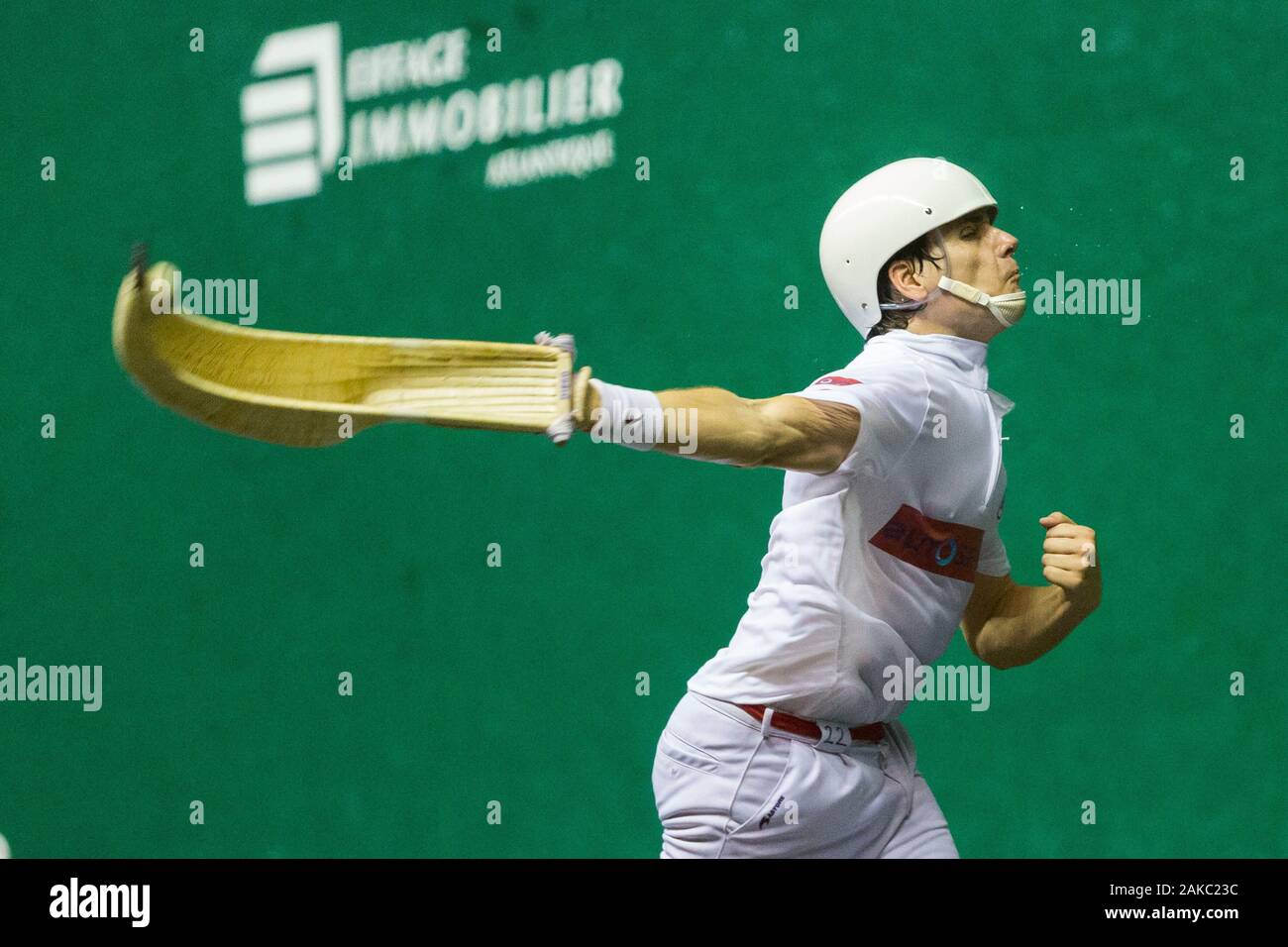 La France, Aquitaine, Pyrénées-Atlantiques, Pays Basque, Pays Basque, Biarritz, une partie de cesta punta, une spécialité de pelote basque Banque D'Images