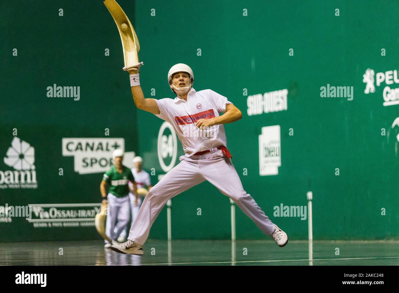 La France, Aquitaine, Pyrénées-Atlantiques, Pays Basque, Pays Basque, Biarritz, une partie de cesta punta, une spécialité de pelote basque Banque D'Images