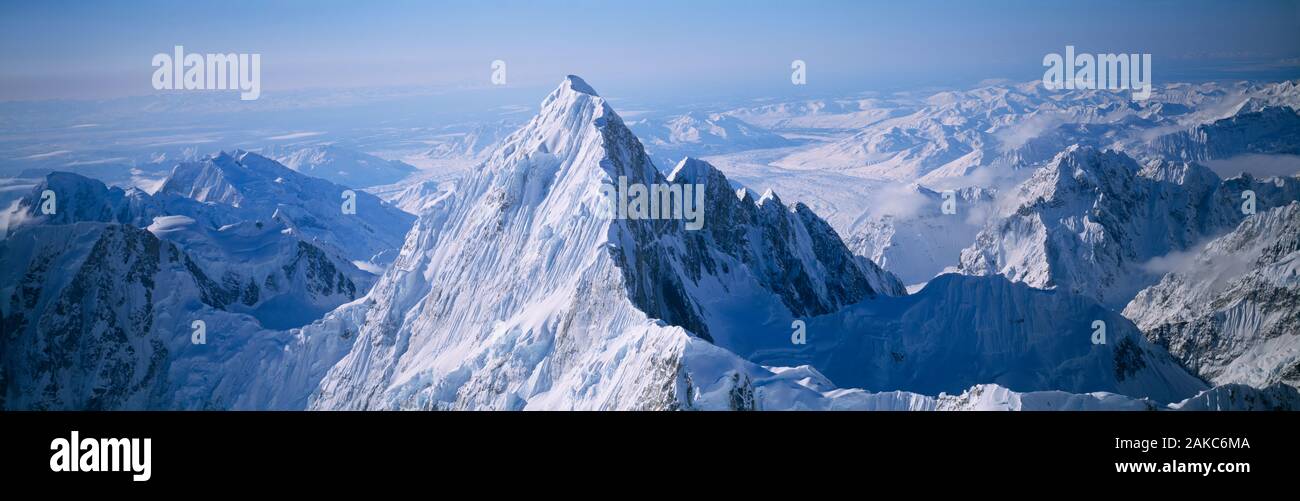Vue aérienne d'une montagne, le parc national Denali, Alaska, USA Banque D'Images