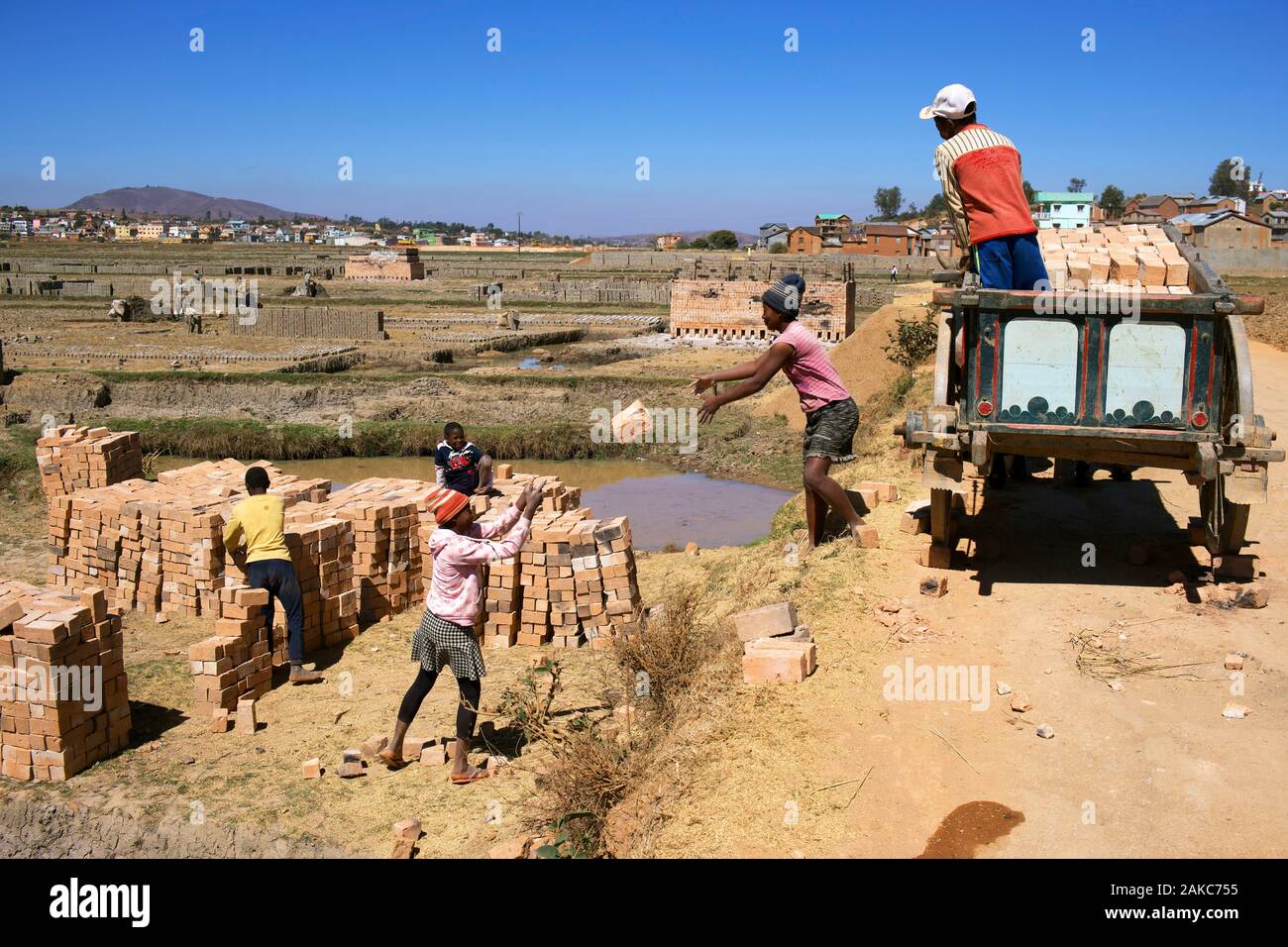 Madagascar, Analamanga, Mahitsy, usine de briques Banque D'Images