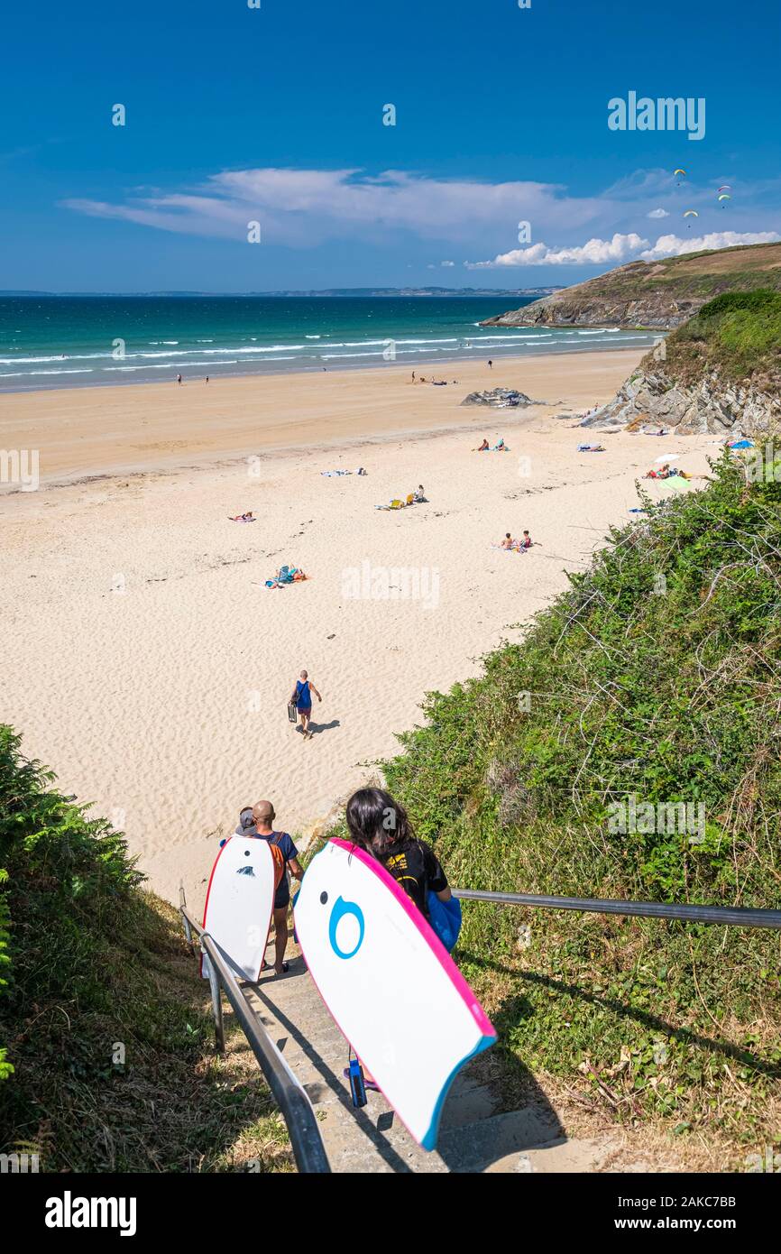 La France, Finistère, la baie de Douarnenez, plage de Kervel, Plonevez-Porzay Banque D'Images