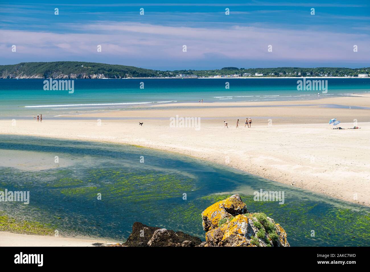 La France, Finistère, Parc naturel régional d'Armorique, la Presqu'île de Crozon, Aber beach Banque D'Images
