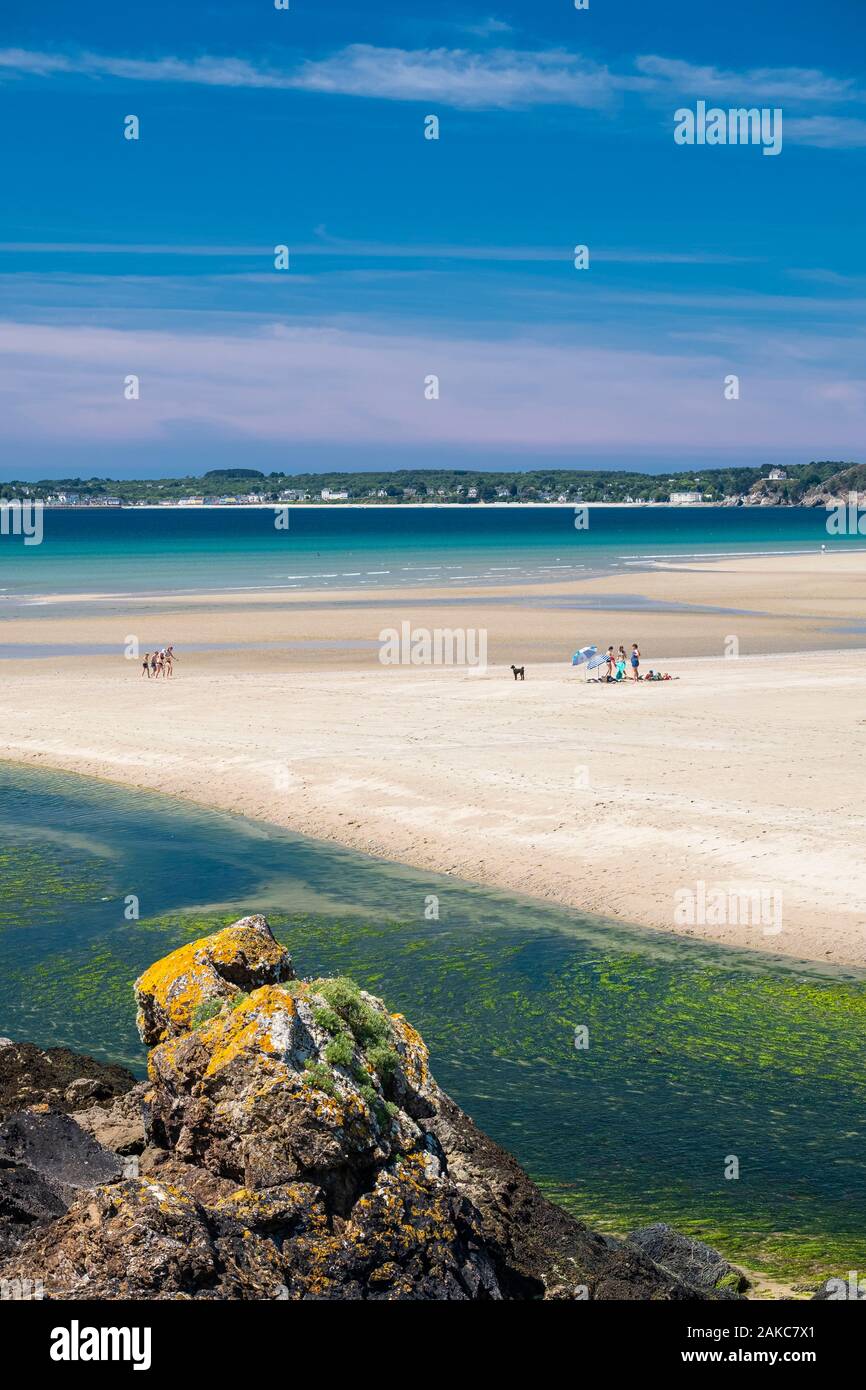 La France, Finistère, Parc naturel régional d'Armorique, la Presqu'île de Crozon, Aber beach Banque D'Images