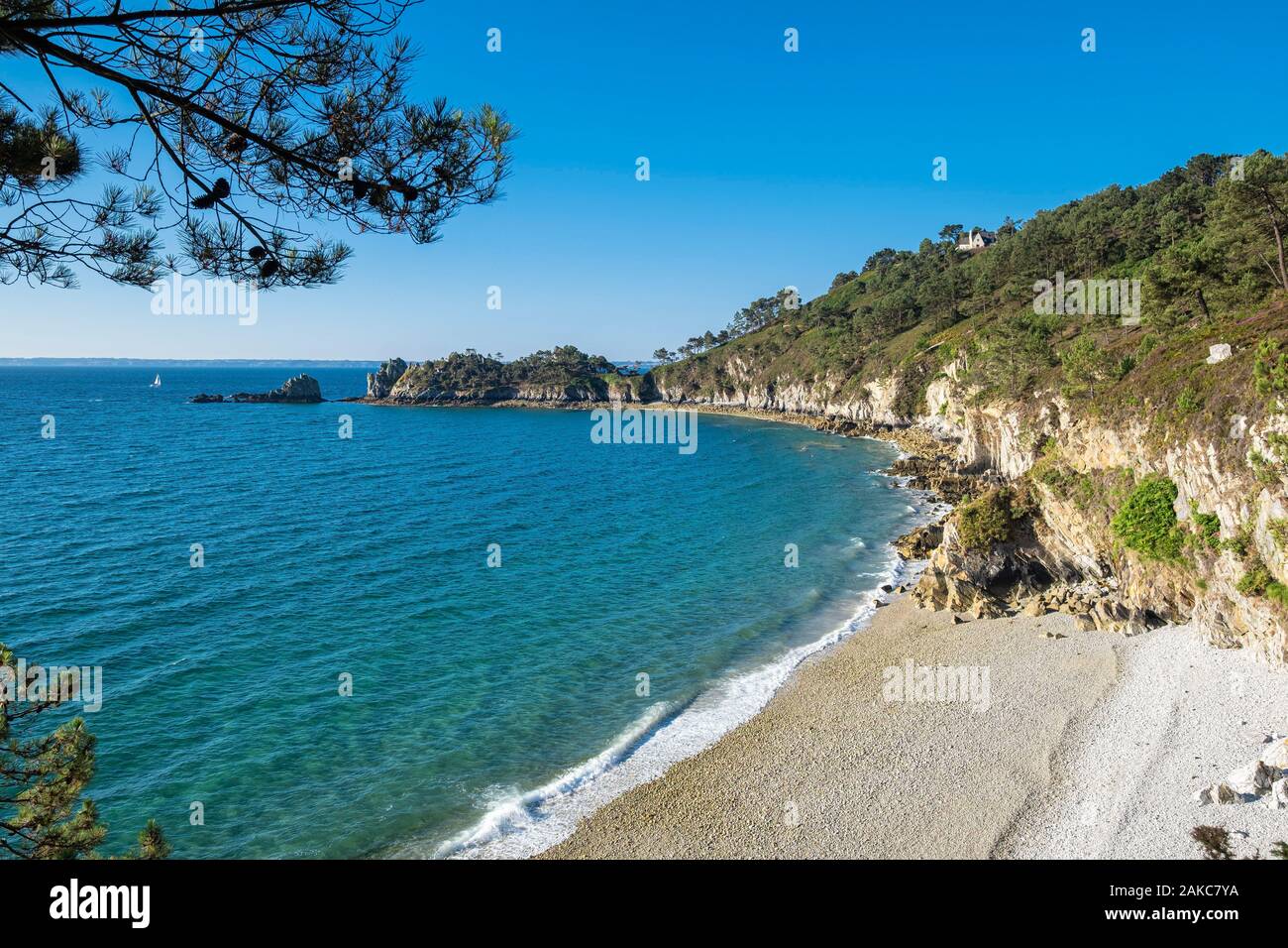 La France, Finistère, Parc naturel régional d'Armorique, la Presqu'île de Crozon, la pointe de Saint-Hernot Banque D'Images