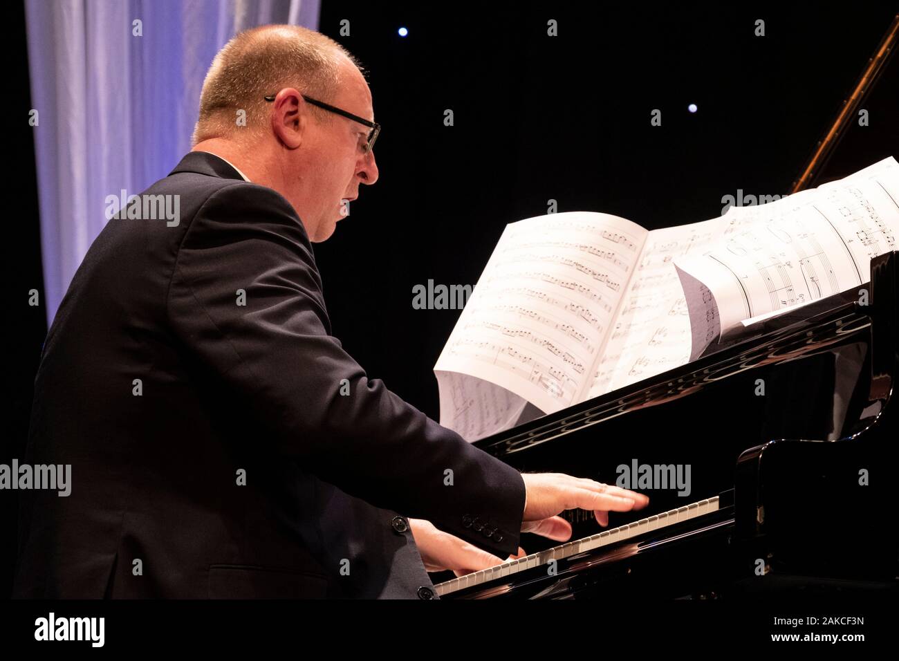 Robin Aspland joue le piano avec Alan Barnes onze, Scarborough, Scarborough Ja Jazz Festival 2019 Banque D'Images