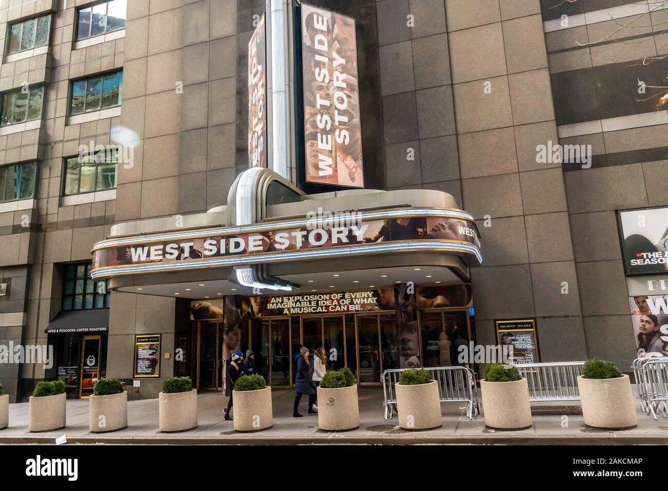 Le théâtre de Broadway à New York le dimanche, Janvier 5, 2020 montrant le renouveau de "West Side Story" maintenant dans les prévisualisations et l'ouverture le 20 février. (© Richard B. Levine) Banque D'Images