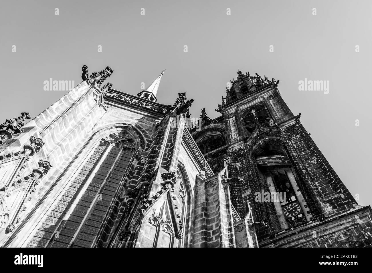 Cathédrale de Meissen ou l'église de Saint Jean et saint Donatus. L'Allemagne. Noir et blanc. Banque D'Images