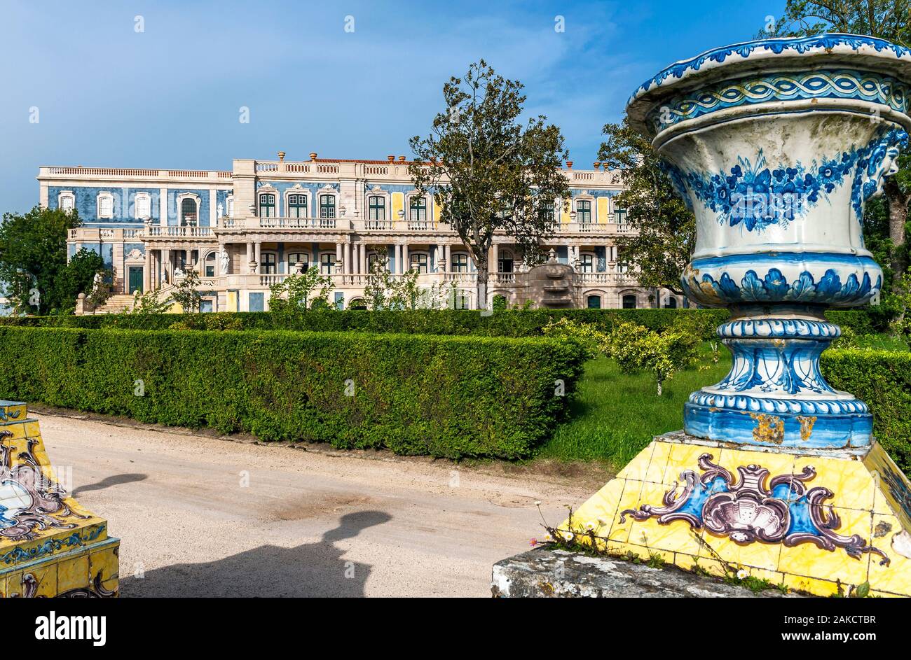 Vue sur le palais national de Queluz, Portugal Banque D'Images