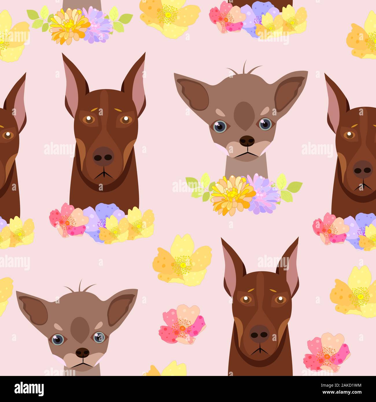 Transparente avec motif enfantin chiens dessinés à la main. Illustration de Vecteur
