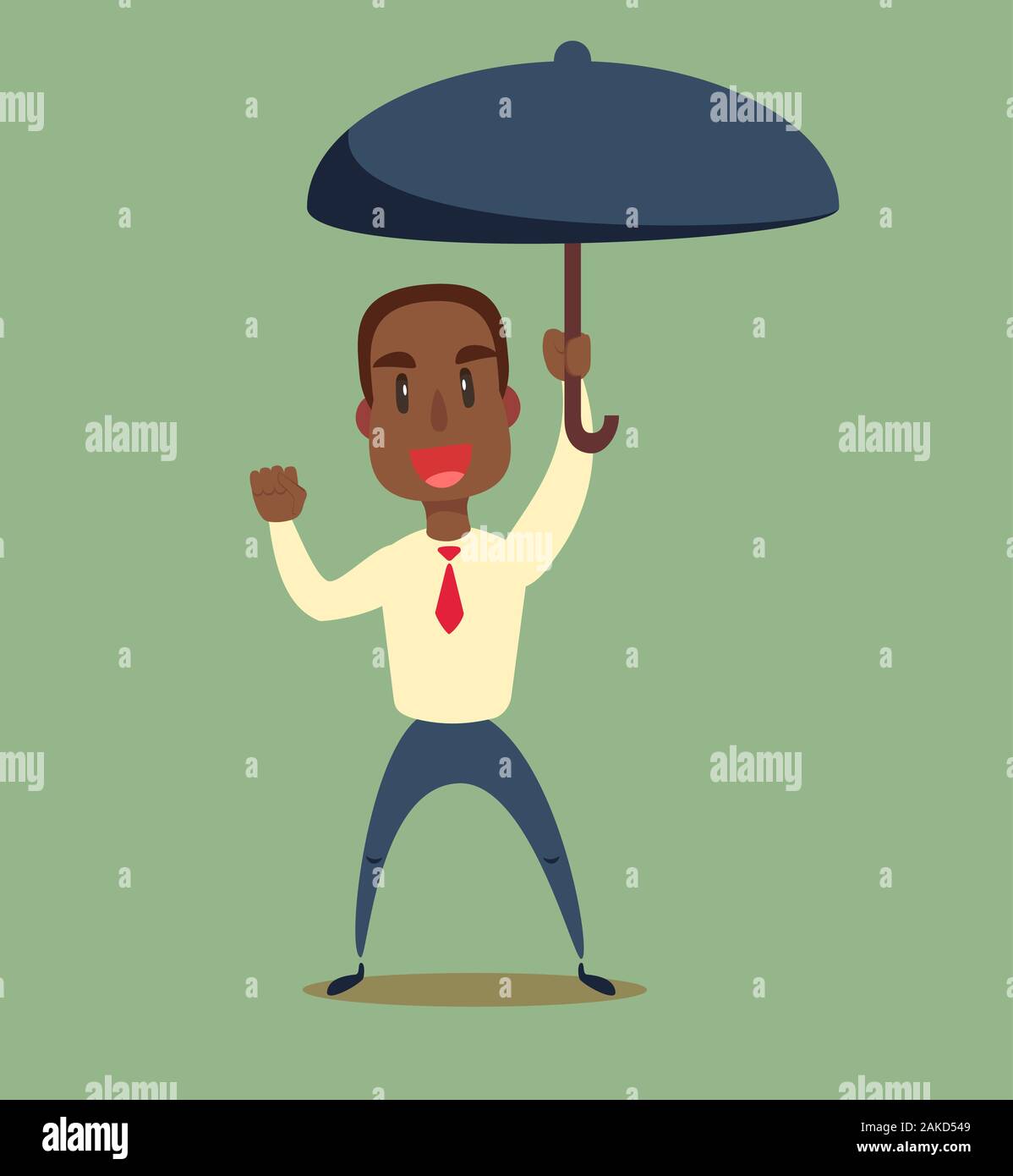 Portrait of a happy African American businessman holding umbrella Illustration de Vecteur