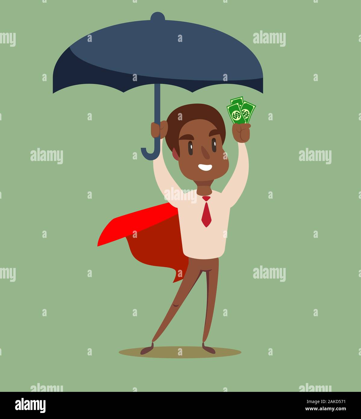 La tenue de super-héros parapluie pour protéger l'argent. Illustration de Vecteur