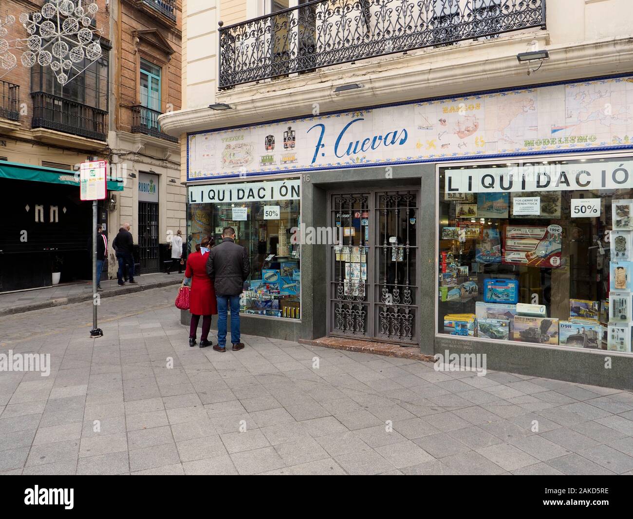 Liquidation vente de trains miniatures shop à Sevilla, Espagne Banque D'Images