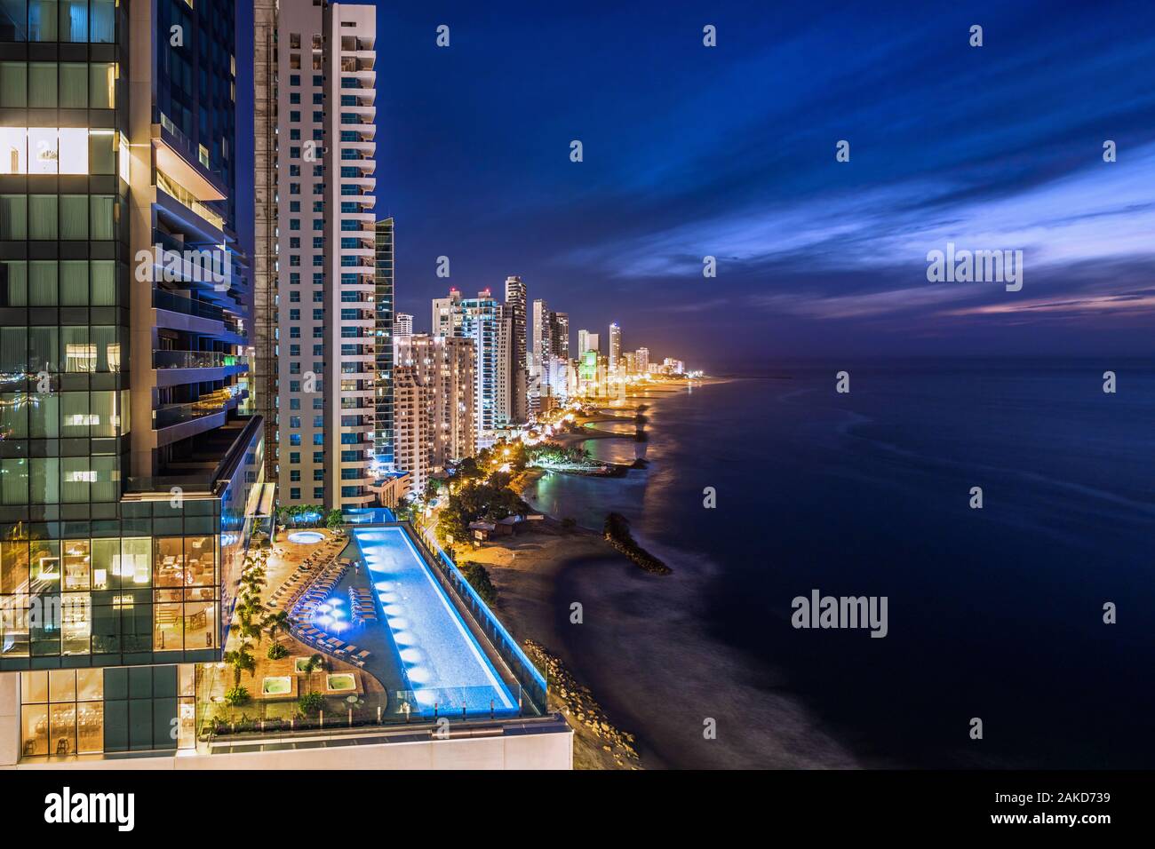 Cartagena de Indias skyline at Dusk, Colombie. Banque D'Images