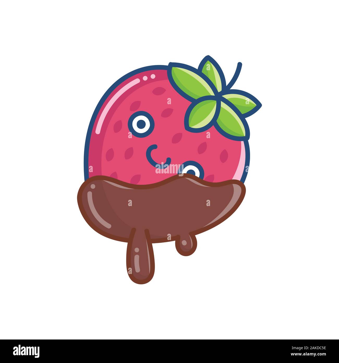 Kawaii couverts chocolat fraise icon isolated on white Illustration de Vecteur