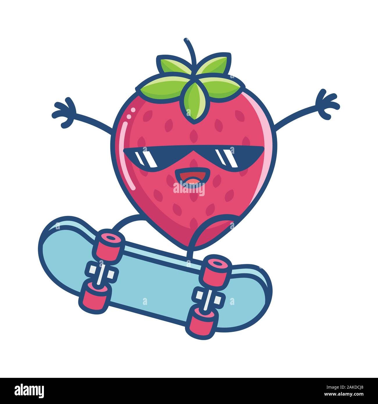 Lunettes de kawaii strawberry sur planche illustration cartoon isolated on white Illustration de Vecteur