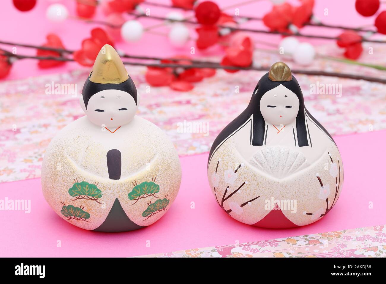 Poupées japonaises traditionnelles utilisées pour un festival pour les filles Banque D'Images