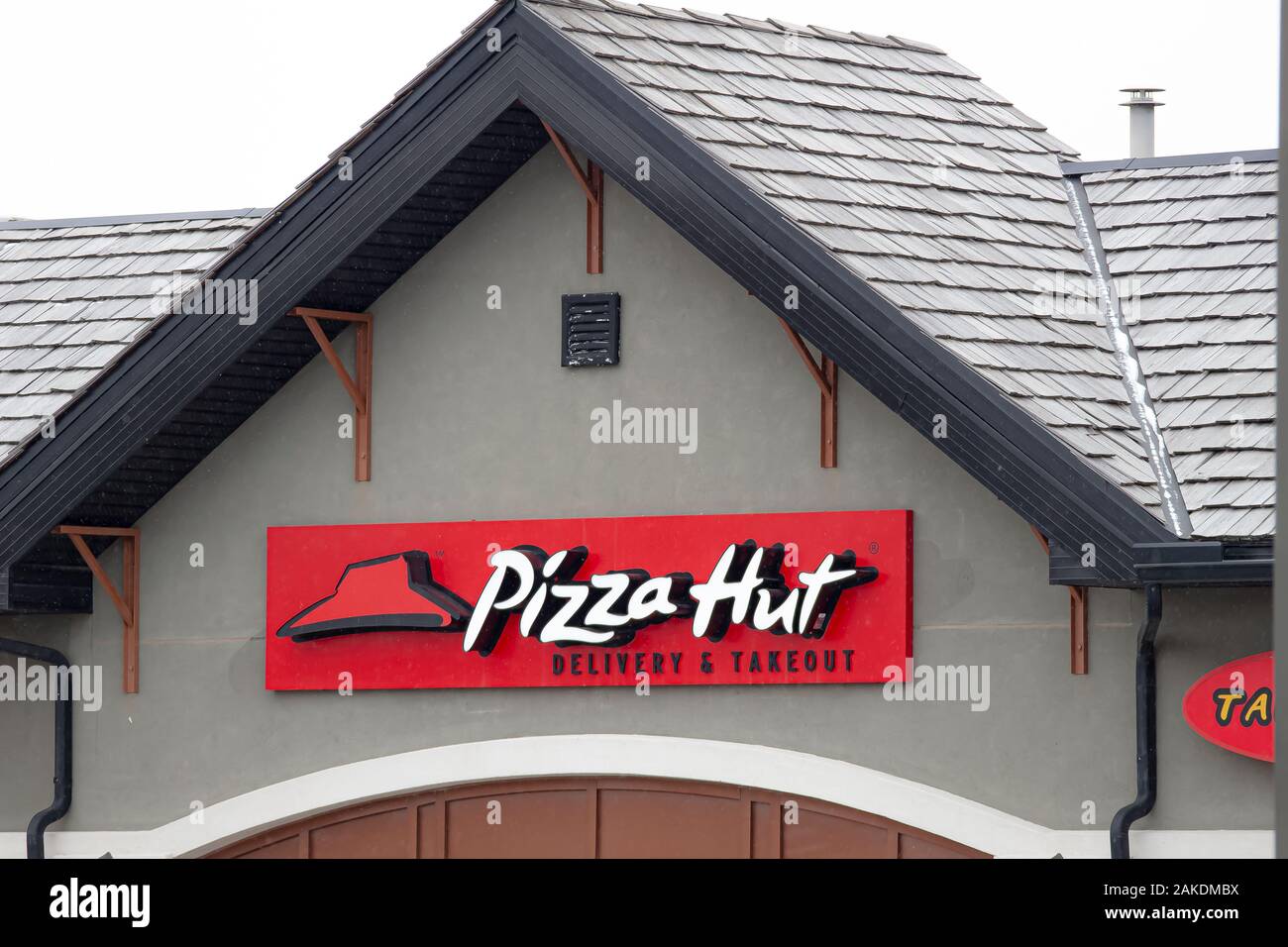 Calgary (Alberta). Le Canada. Jan 7, 2020. Pizza Hut est tête de liste dans la plupart des infractions constatées par les inspecteurs régionaux de la santé. Titre Banque D'Images