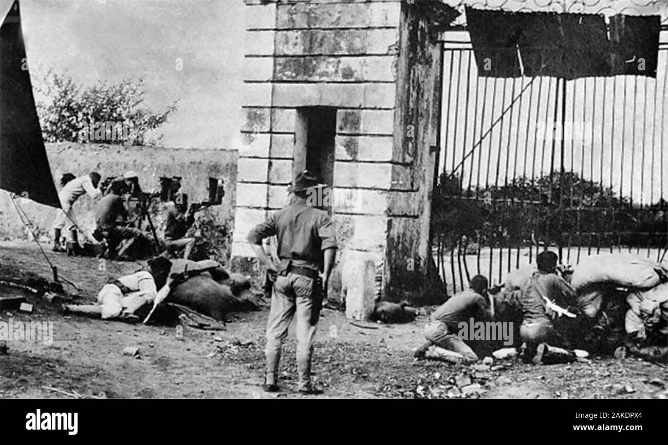 Les Marines américains en 1915 à la défense de la porte d'entrée au Cap-Haïtien Banque D'Images