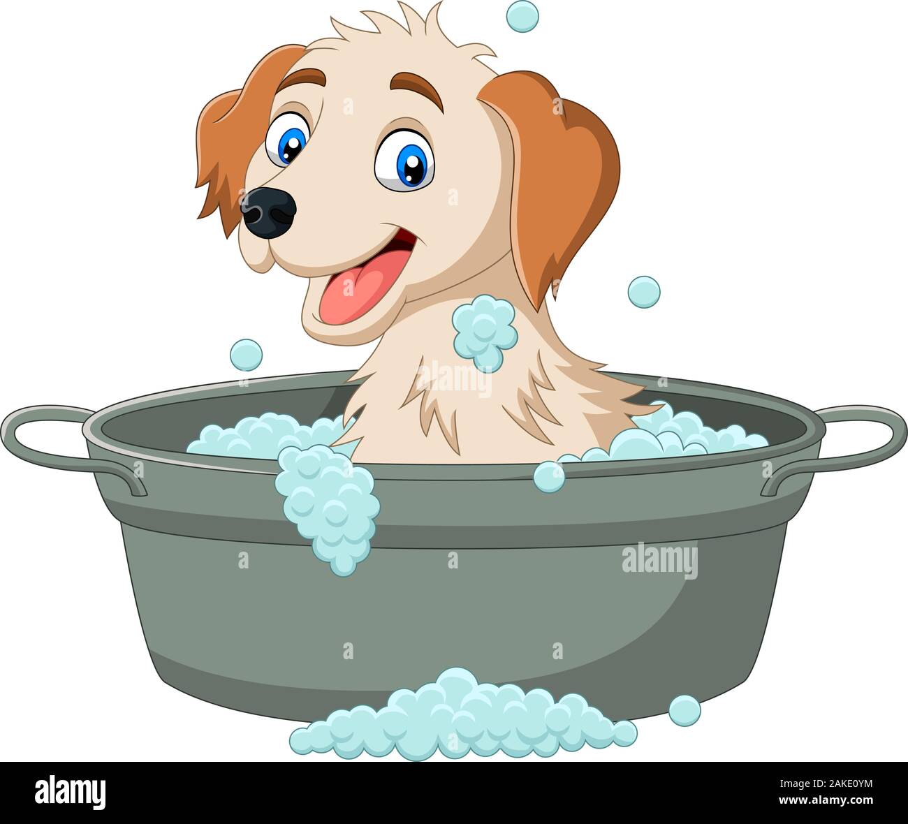Prendre un bain de chien dessin animé Illustration de Vecteur