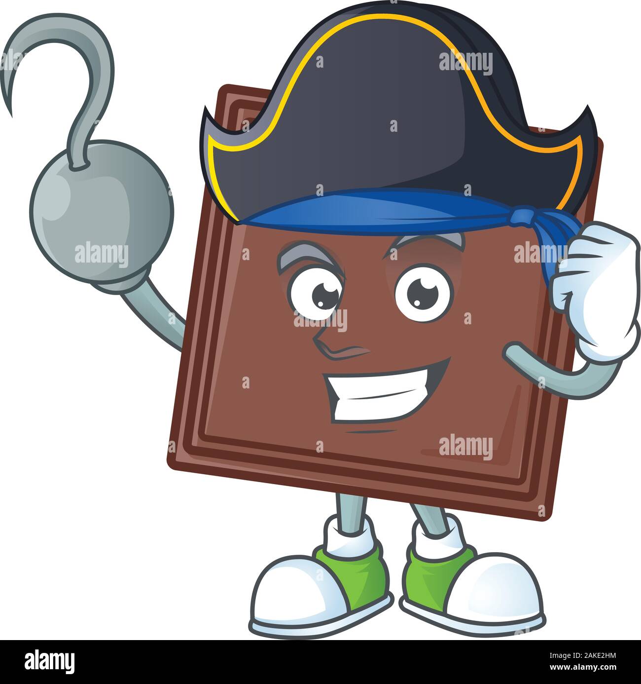 Cool un côté pirate une bouchée de chocolat personnage wearing hat Illustration de Vecteur
