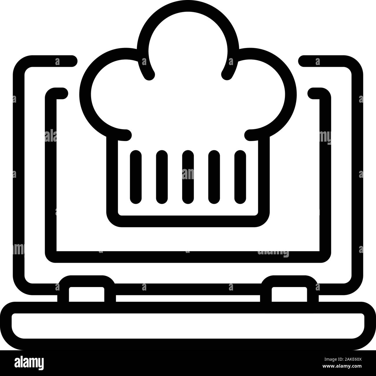 L'icône ordinateur portable, cuisine style du contour Illustration de Vecteur
