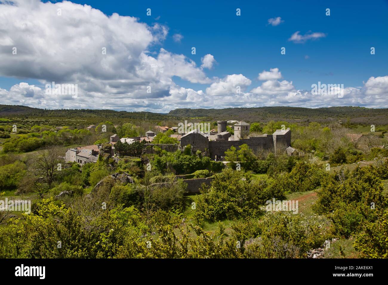 La Couvertoirade, un village fortifié, Aveyron, France Banque D'Images