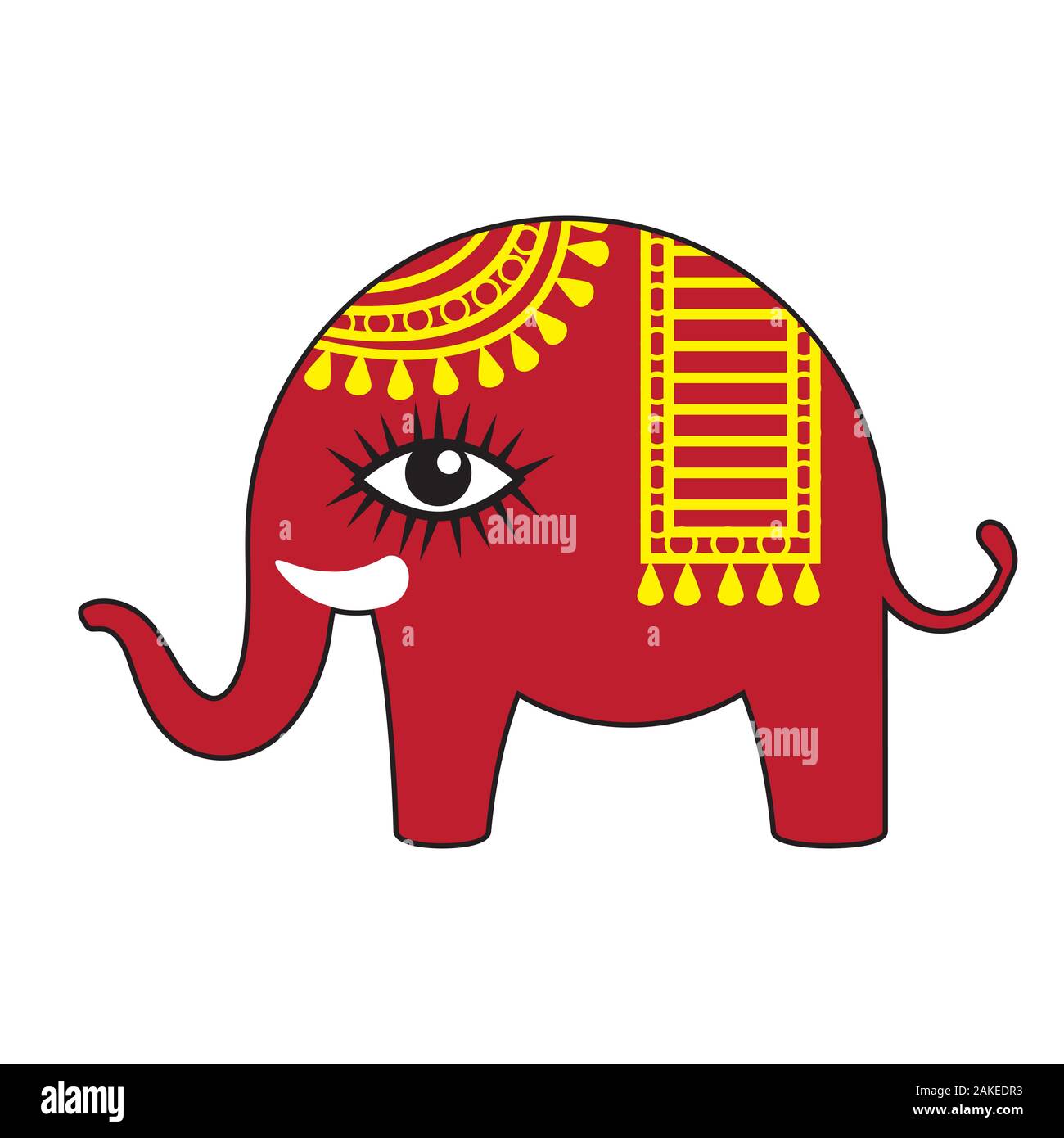 Red elephant stylisé de forme simple isolées sur fond blanc. Image vectorielle Illustration de Vecteur