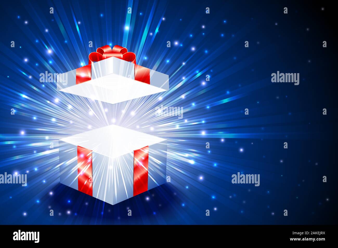 Ouvrir boîte-cadeau avec l'explosion d'artifice brillant paillettes pour la décoration de thème de Noël, Nouvel An et Anniversaire ; Vector Background Eps10 Illustration de Vecteur