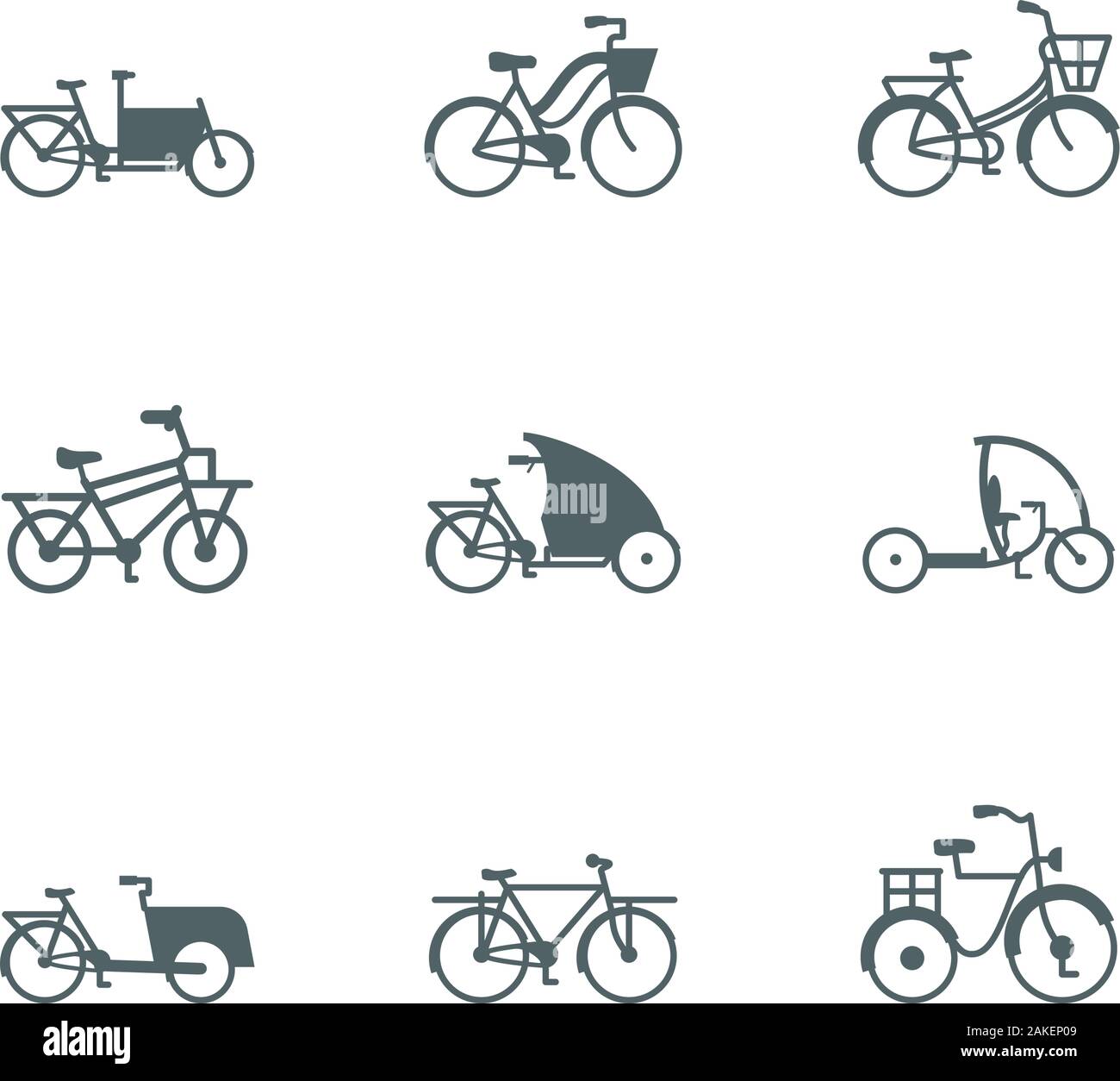 Silhouettes de vélos icon set design, cycle de vie sain Véhicule location loisirs et sport thème Vector illustration Illustration de Vecteur