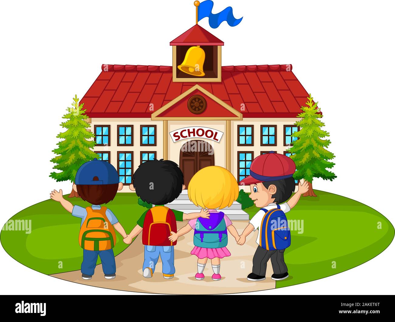 Les Enfants De L Ecole Aller A L Ecole Image Vectorielle Stock Alamy