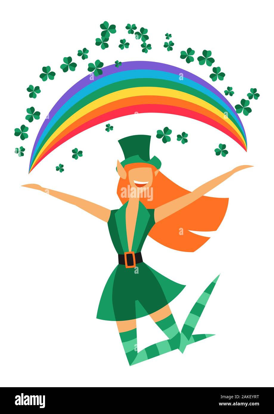 Illustration du caractère fantastique irlandais leprechaun fille. Saint Patricks Day celebration. Illustration de Vecteur