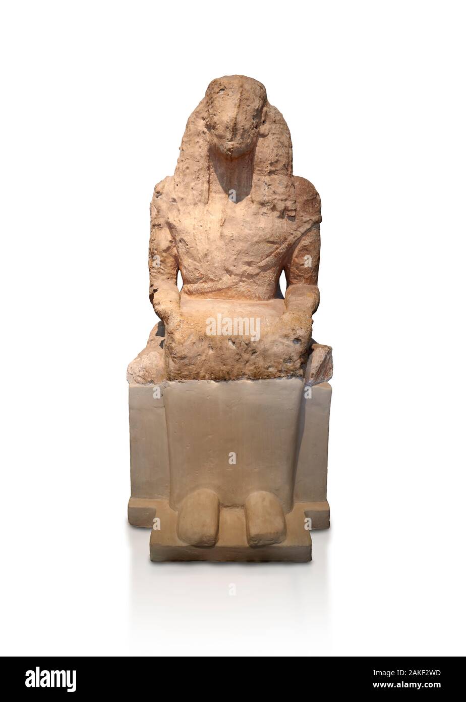 L'antiquité grecque archaïque en pierre statue d'une déesse assise, trouvé à Aghiorghitika, vers 630 avant JC. Musée Archéologique National d'Athènes cat no 57. Encore une fois Banque D'Images