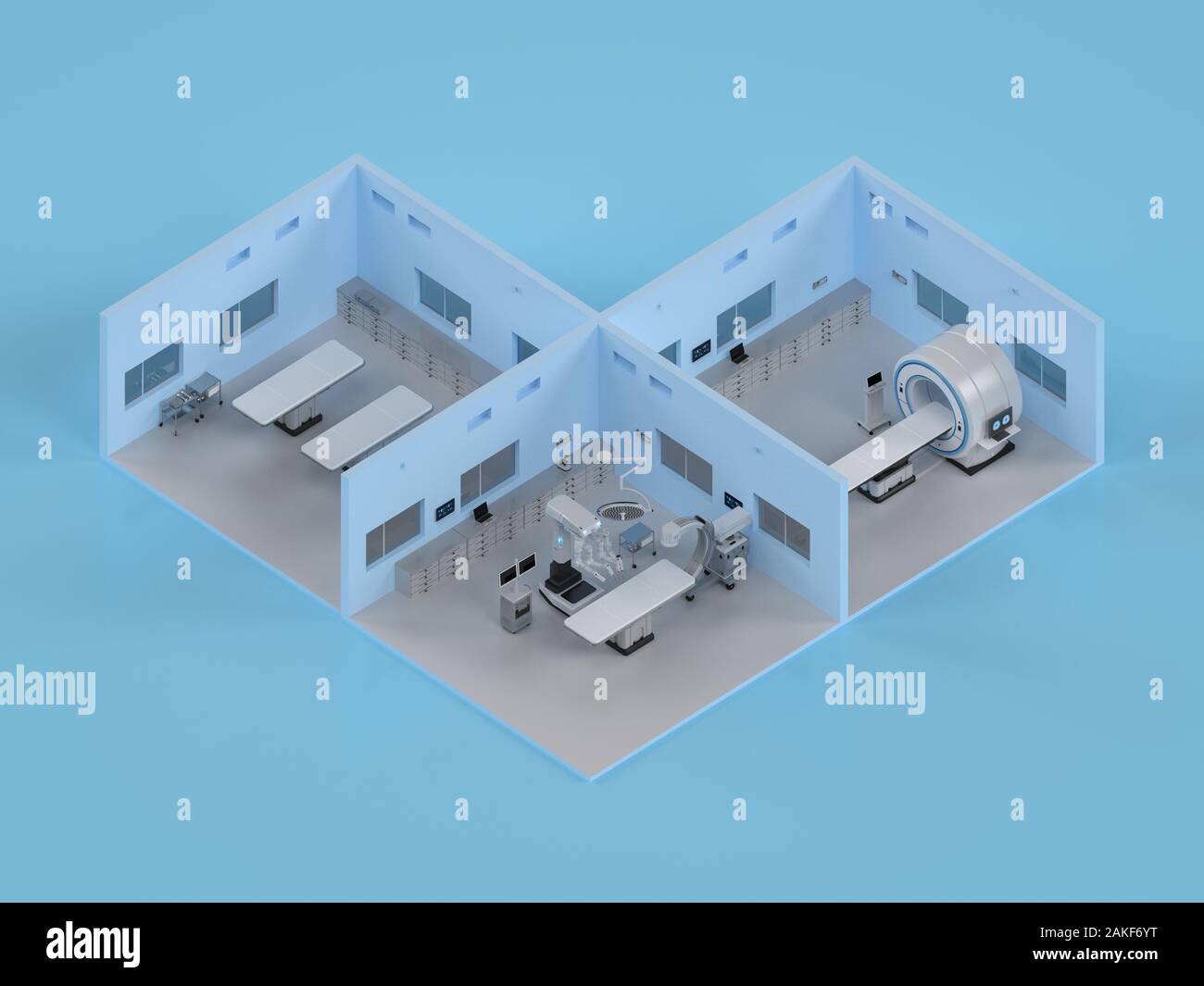 Le rendu 3D de l'intérieur de l'hôpital ou de laboratoire isométrique de l'intérieur Banque D'Images