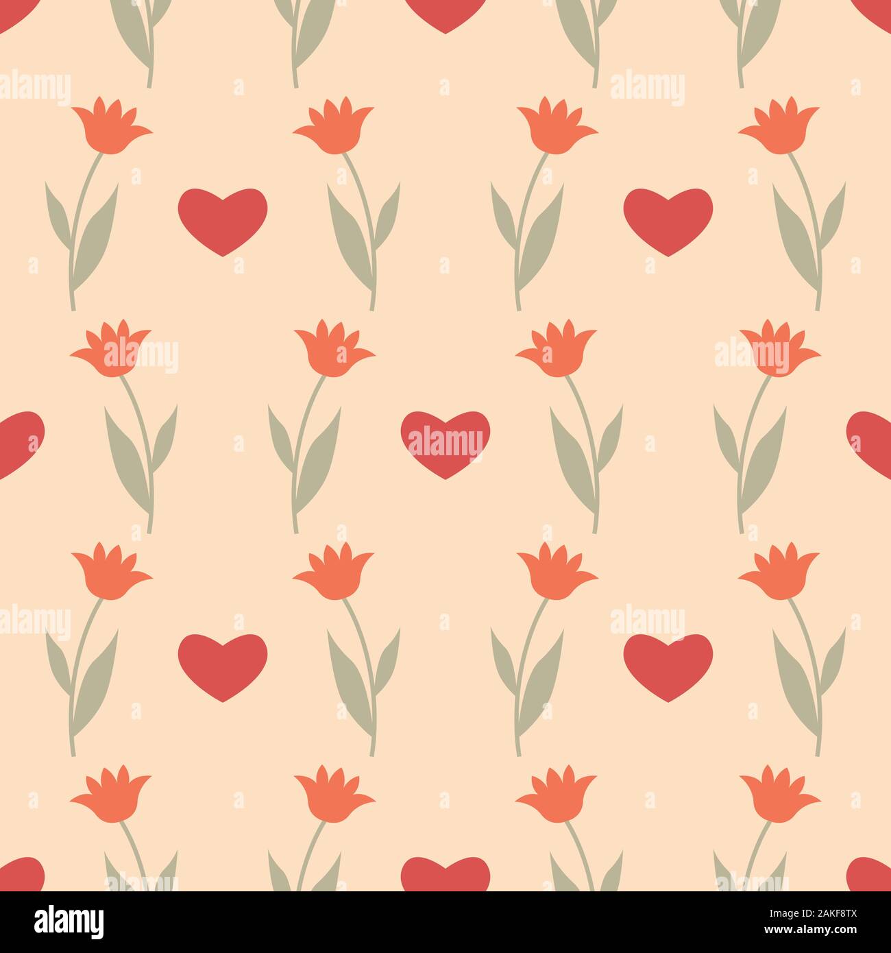 Modèle transparent avec des coeurs et des fleurs tulipes. Spring floral background. Illustration vecteur EPS10 Illustration de Vecteur