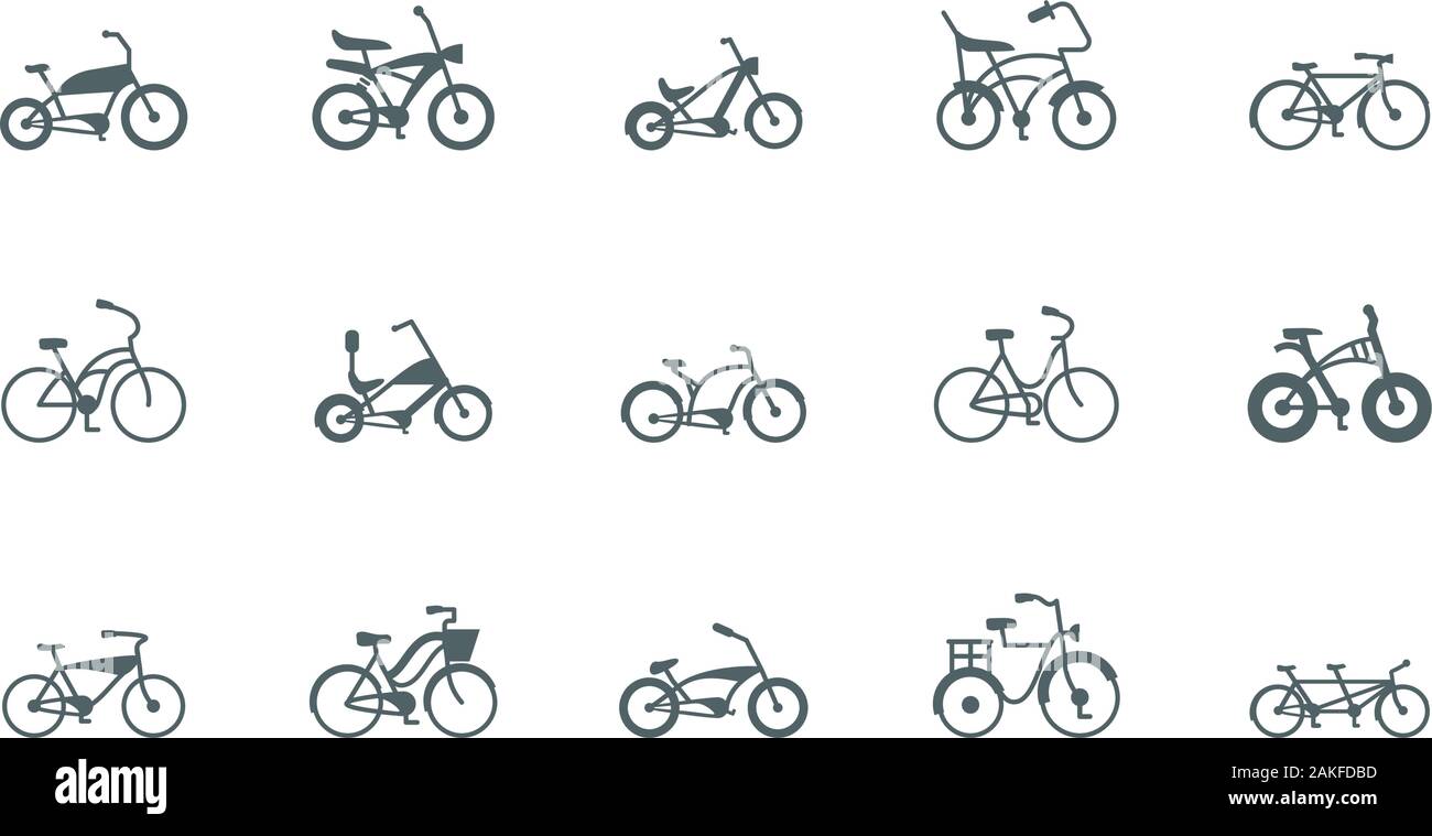 Silhouettes de vélos icon set design, cycle de vie sain Véhicule location loisirs et sport thème Vector illustration Illustration de Vecteur