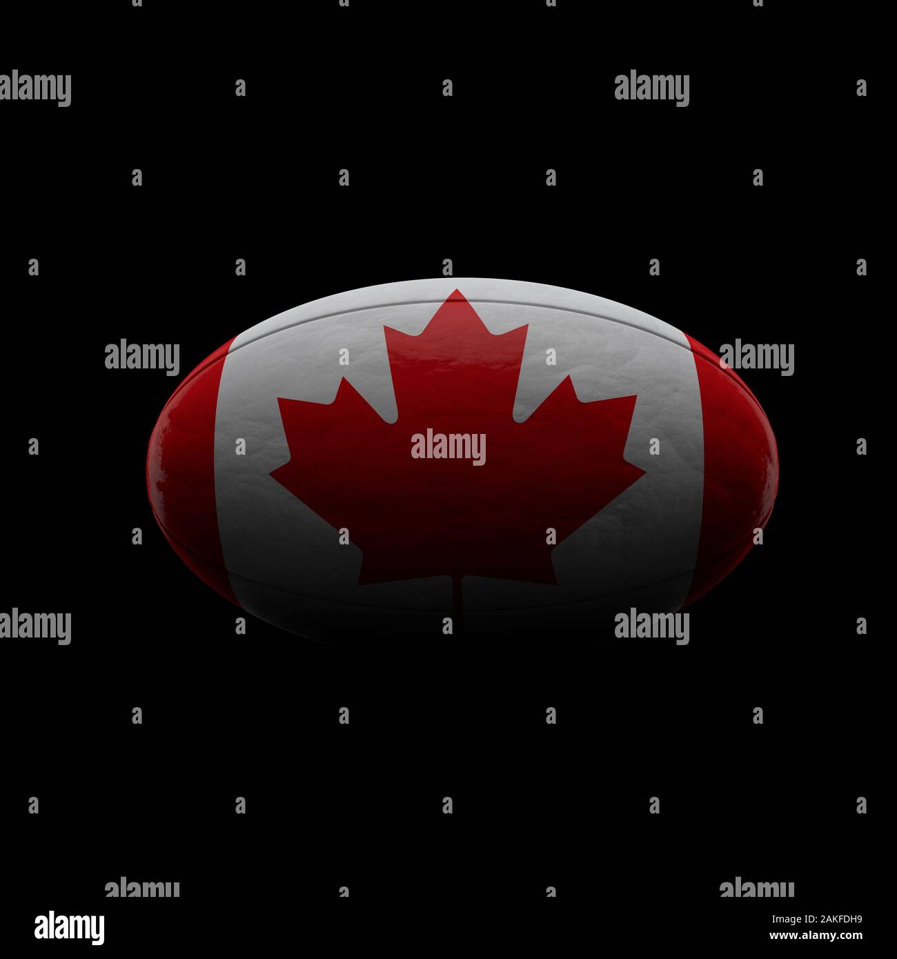 Canada flag rugby ball contre l'arrière-plan noir. Le Rendu 3D Banque D'Images
