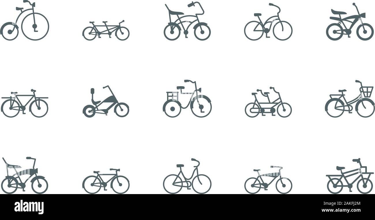 Silhouettes de vélos icon set design, cycle de vie sain Véhicule location loisirs et sport thème Vector illustration Illustration de Vecteur