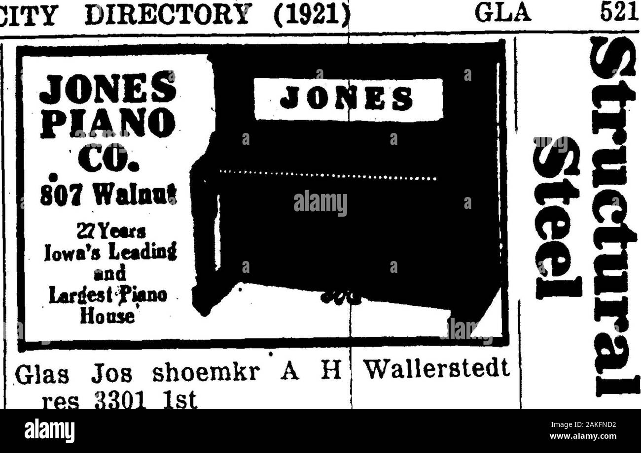 1921 Des Moines et Polk County, Iowa, City Directory . rad rms 1309 Bois-land ! AvGlab E div chef collr U S dans les recettes externes-rms St Elme 2 AptSGladney brkemn Wm (c) res .811 14thG adstone Anna (wid Hiram) Res 1548 20e piG adstone bds 2305 avGladstone Ardelia Guthrie Geo W coiffure V rms 620 GEL E dGladstone S slsmn 3res 2305 Jos Guth-avGladstone régie W Sheldon opticien optique bds 2305 Genève Co avGladwell electrotyper Guthrie Ernest L C C Plaque Ptg res 112^ WalnutGlaha la loie M stenog Coinl Bldg & Co Titres 1024 rms 120thGlancy D ?ivid F RES 1013 thGlancy ^ 6Drake élève Florence Banque D'Images