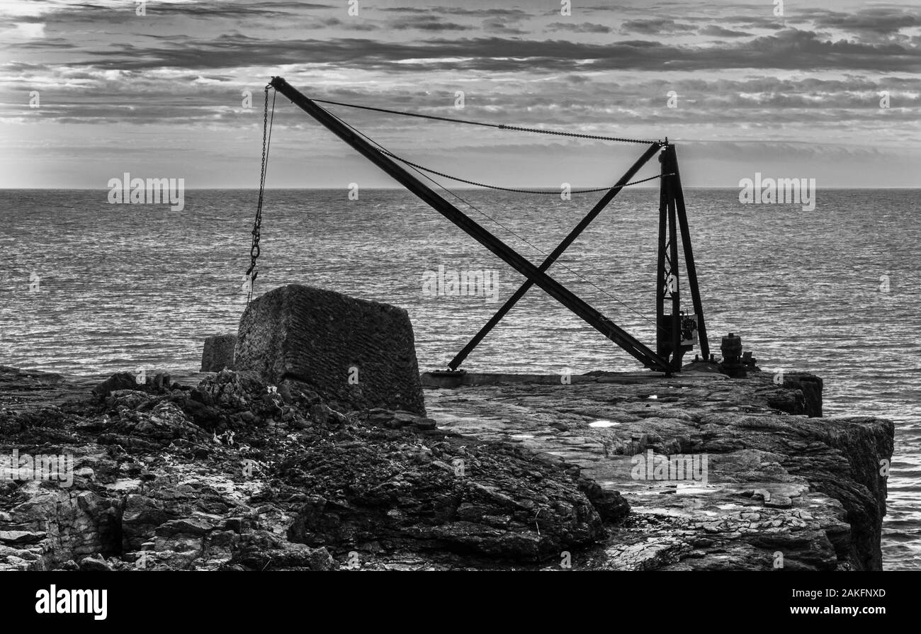 Vieux Portland Bill Crane Banque D'Images