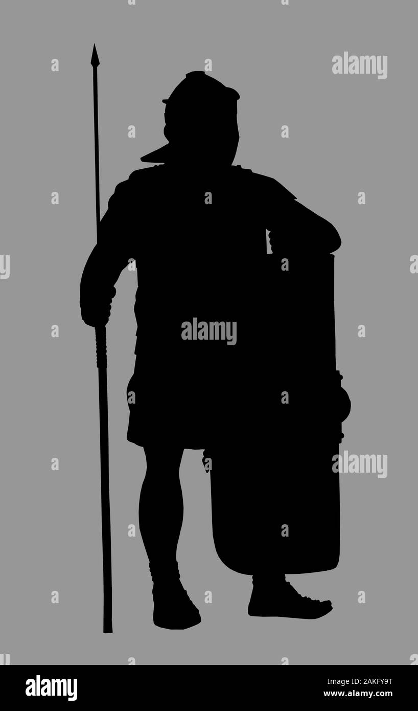 Illustration légionnaire romaine. Silhouette de soldat romain. Banque D'Images