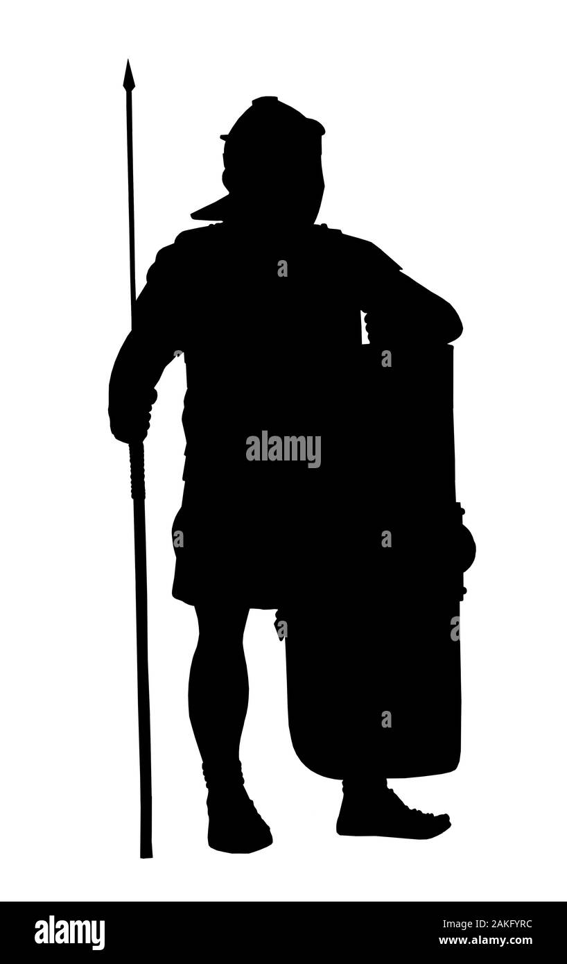 Illustration légionnaire romaine. Silhouette de soldat romain. Banque D'Images