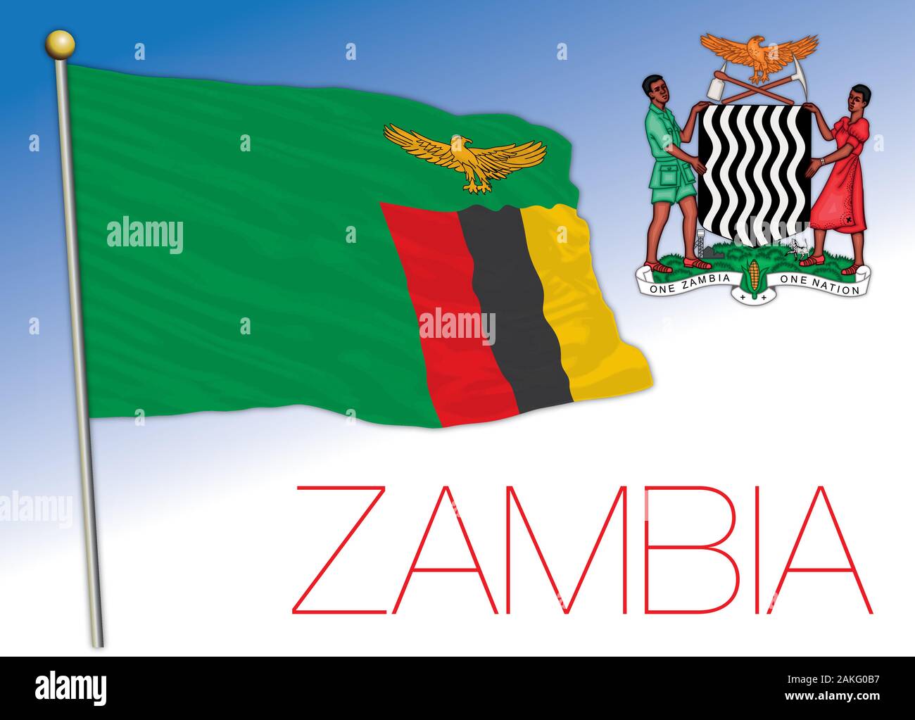 La Zambie drapeau national officiel et d
